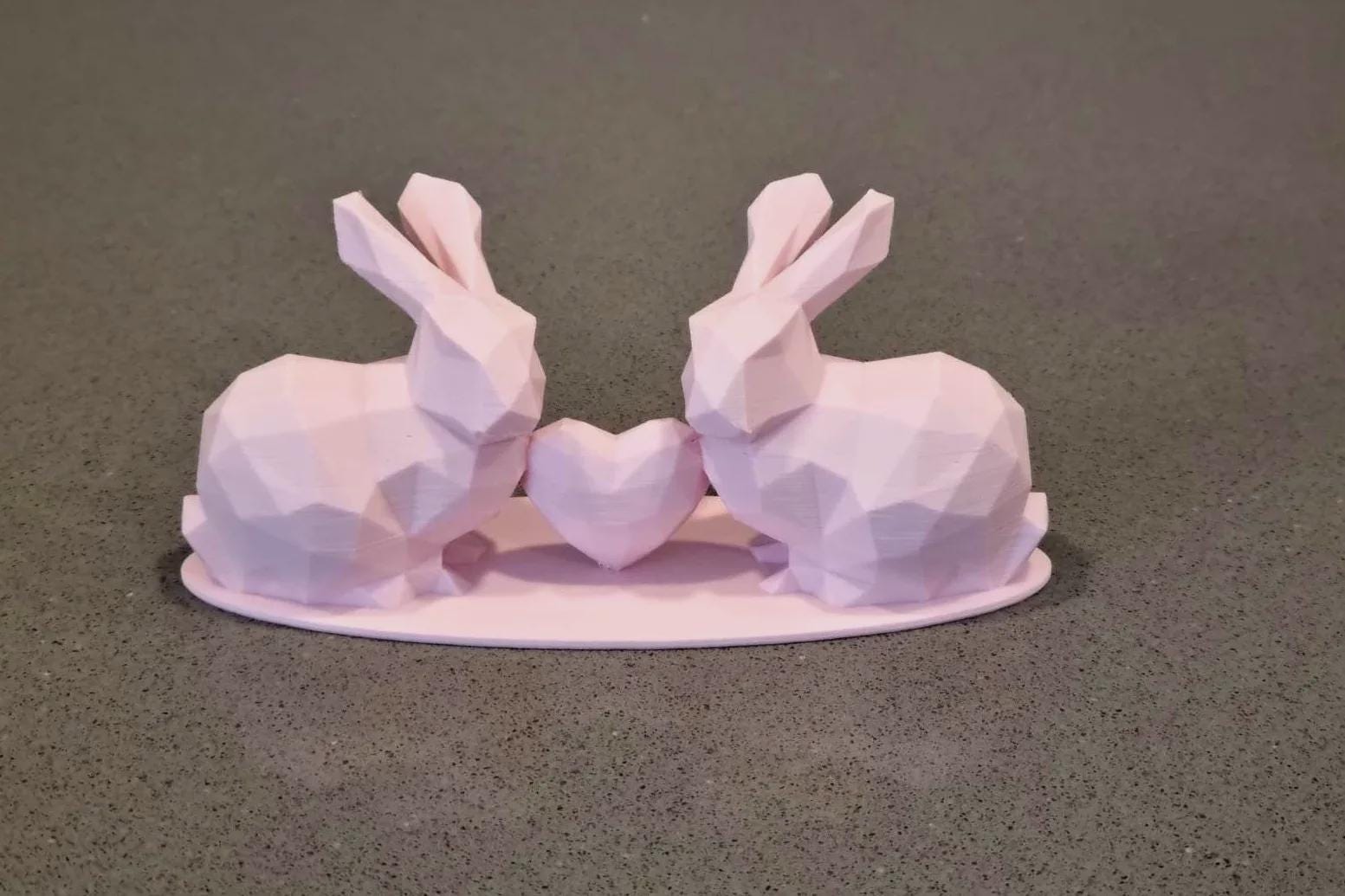 Low Poly Love Rabbits Sculpture