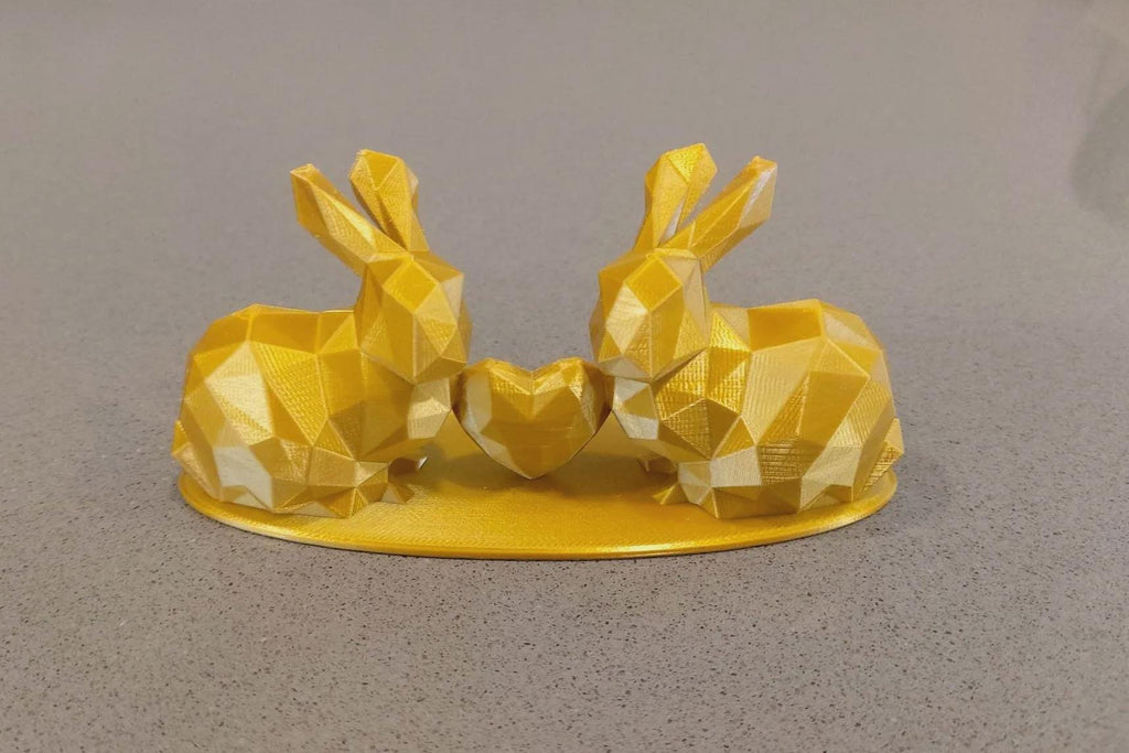 Low Poly Love Rabbits Sculpture