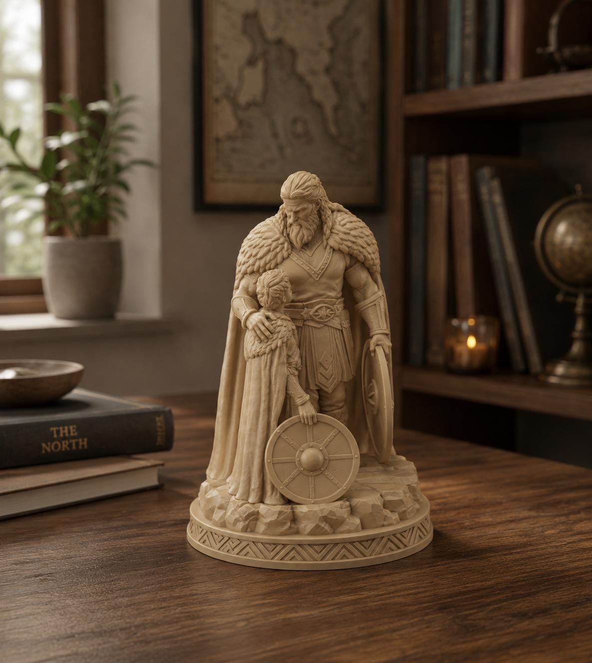 Norse Warrior and Son Statue