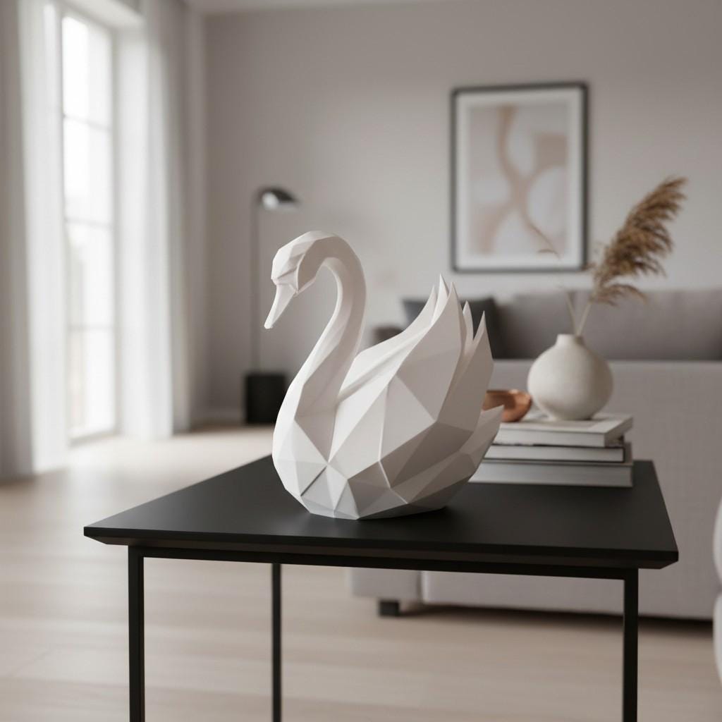 Low Poly Swan Sculpture