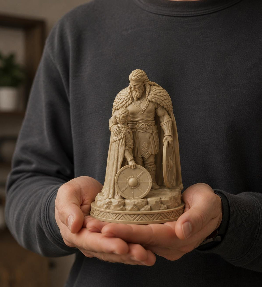Norse Warrior and Son Statue