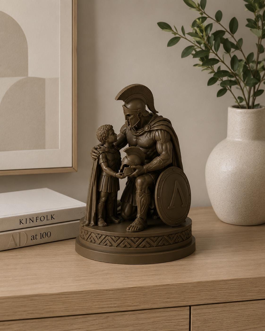 Spartan Father and Son Statue
