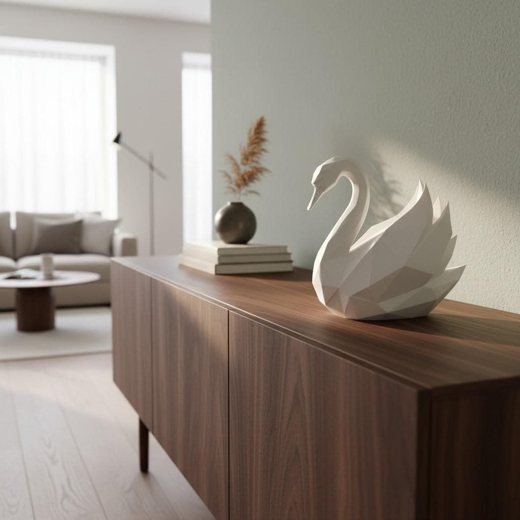 Low Poly Swan Sculpture