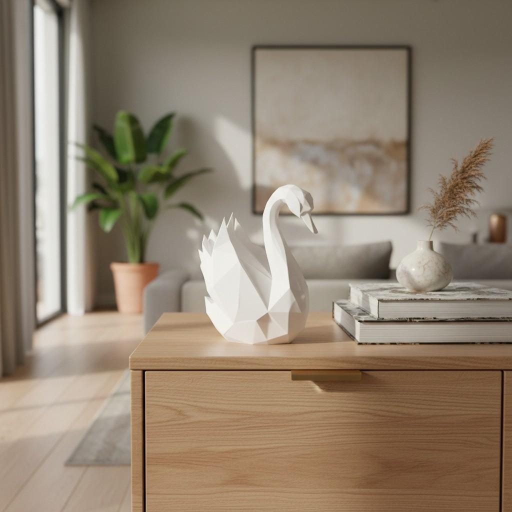 Low Poly Swan Sculpture