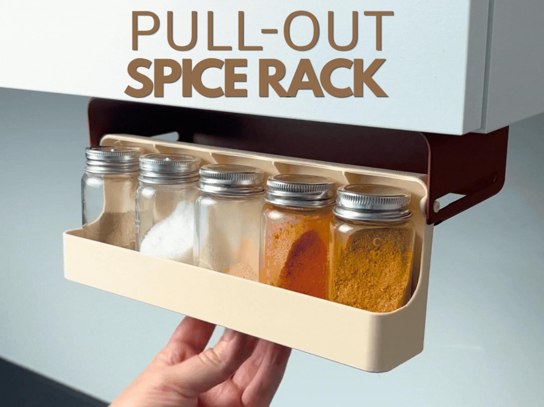 3D Printed Pull-Out Spice Rack Organizer