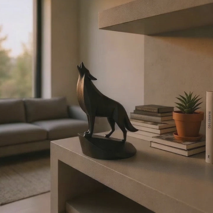 Geometric Wolf Statue