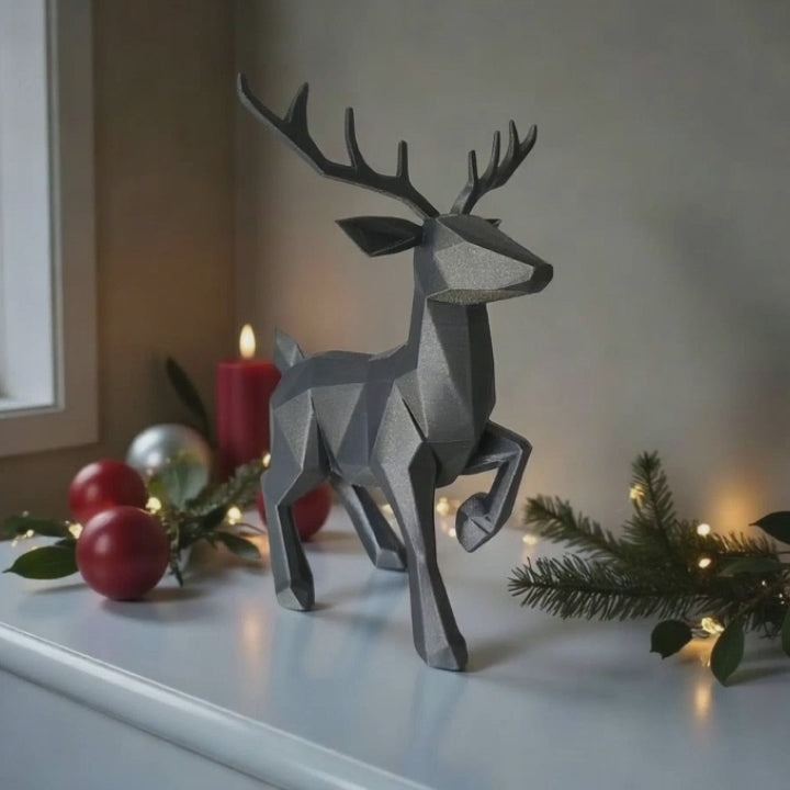Geometric Reindeer Sculpture