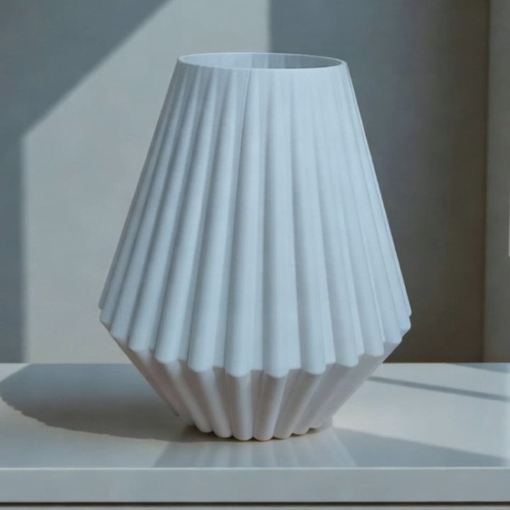 Geometric Ribbed Vase