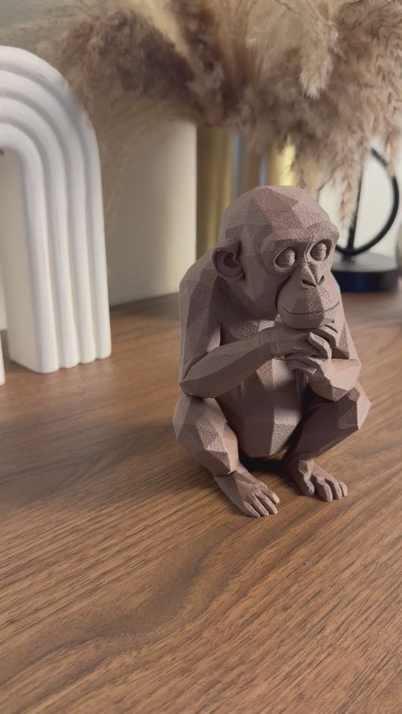 Low Poly Chimpanzee Sculpture
