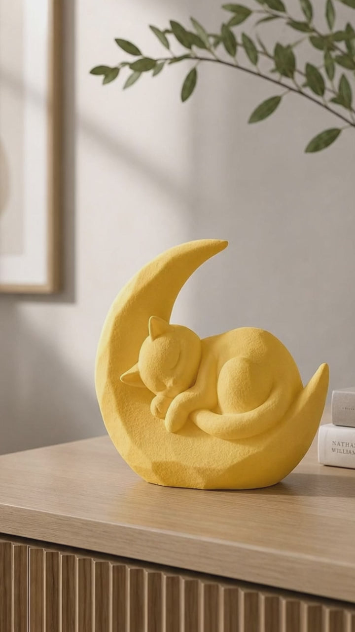 Sleeping Kitten Moon Statue