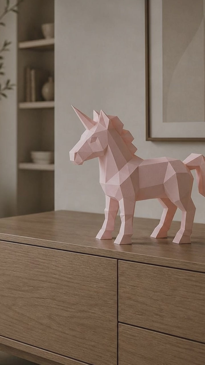Low Poly Unicorn Sculpture
