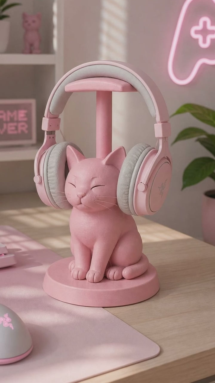 Sleeping/Sitting Cat Headphone Stand
