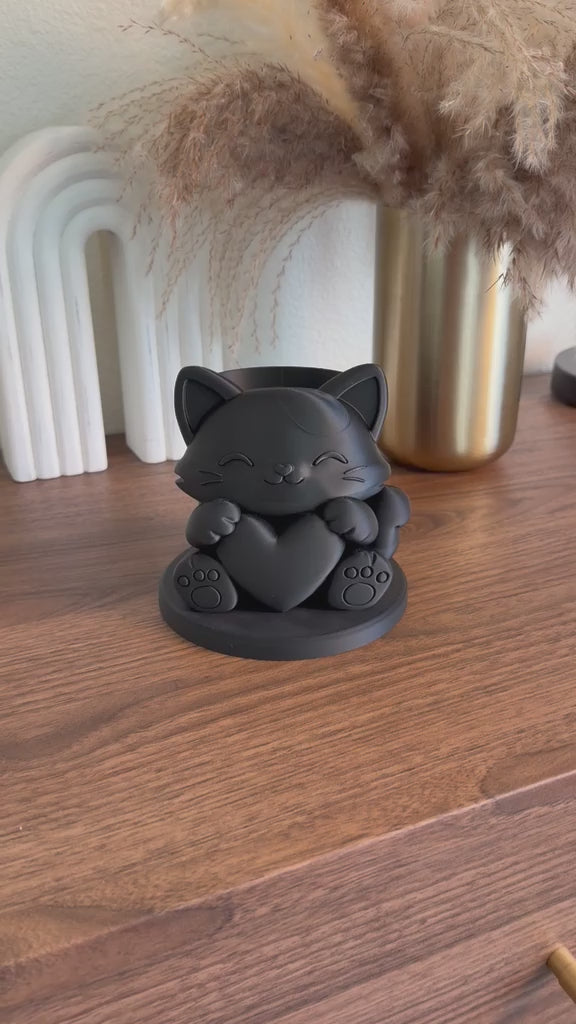 Cat Heart Pencil Holder