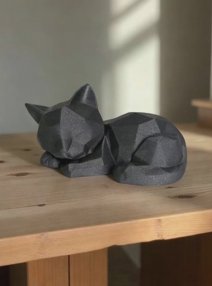 Low Poly Sleeping Cat Sculpture